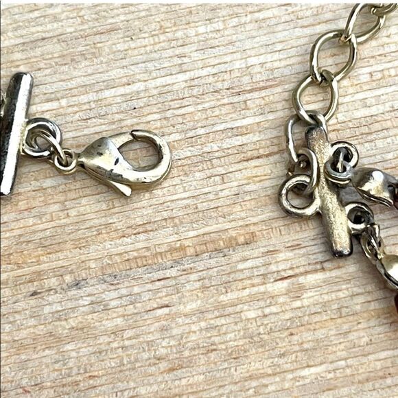 Brown beaded gold tone double strand statement necklace - Picture 8 of 11